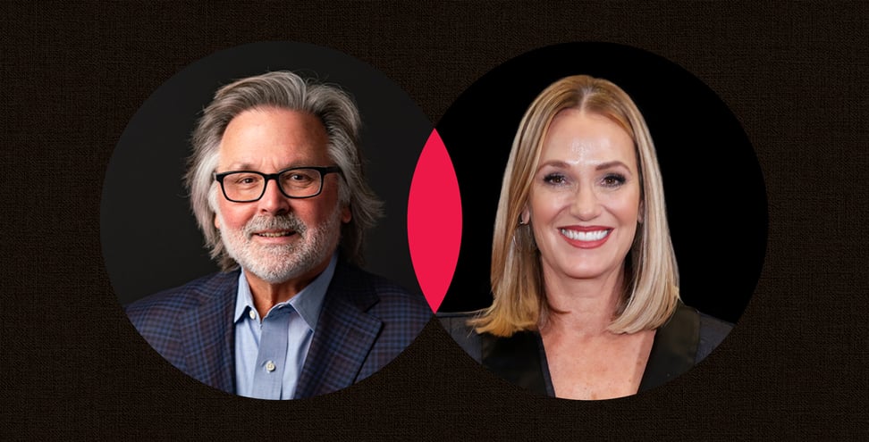 Brian Tierney on the left and Sherry Phillips on the right in overlapping circular headshots against a dark textured background with a red overlapping shape.